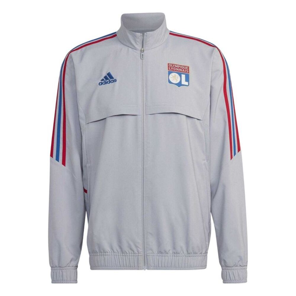 Adidas Mens Olympique Lyonnais Football Track Jacket / Silver